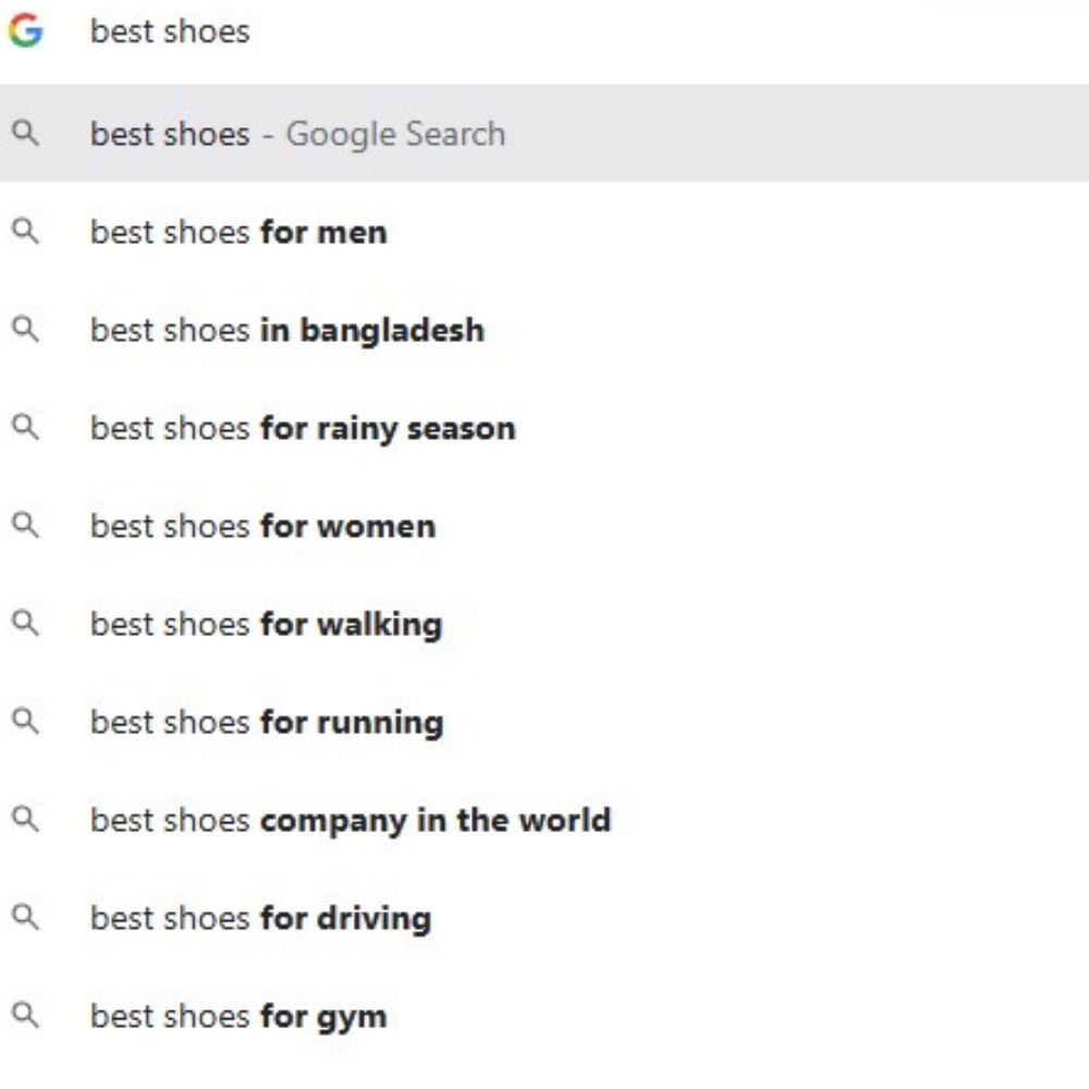traditional seo example shoes